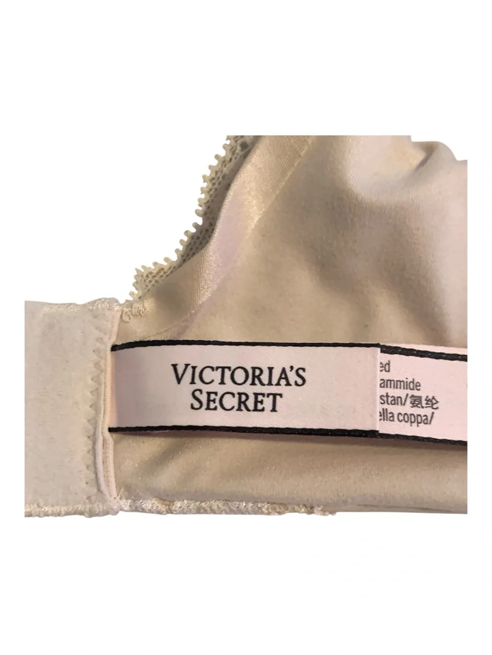 Victoria's Secret Demi Bra Beige Ivory Lace Mesh Underwire Lingerie Romantic 38B